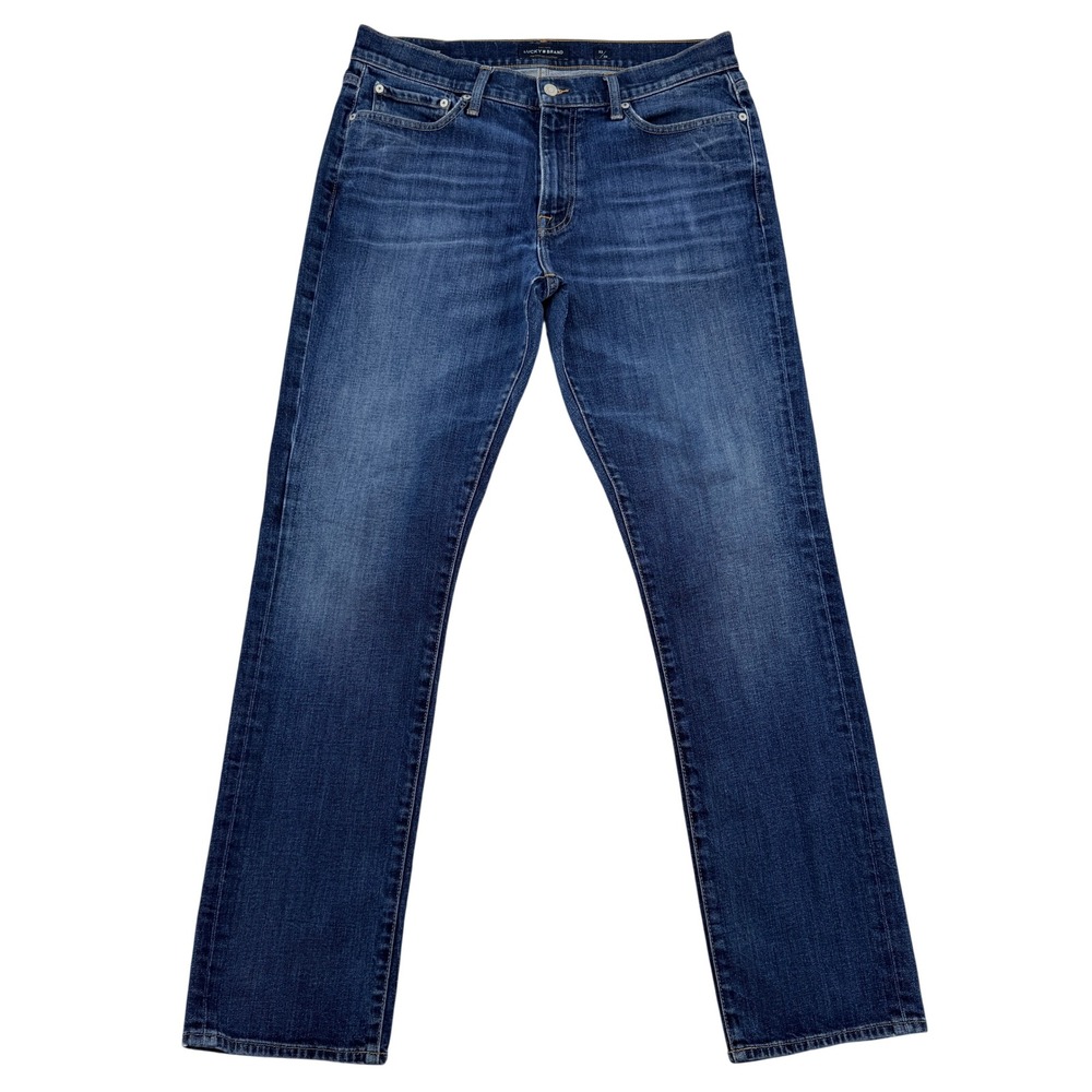 Lucky Brand 410 Athletic Slim Mens Jeans 33x34 Blue Medium Wash Denim Whiskered